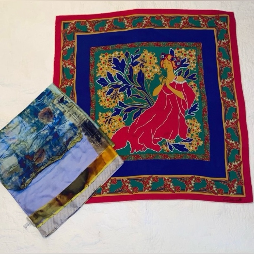 Gabrielli & Barbieri Silk Floral Square Scarfs lot